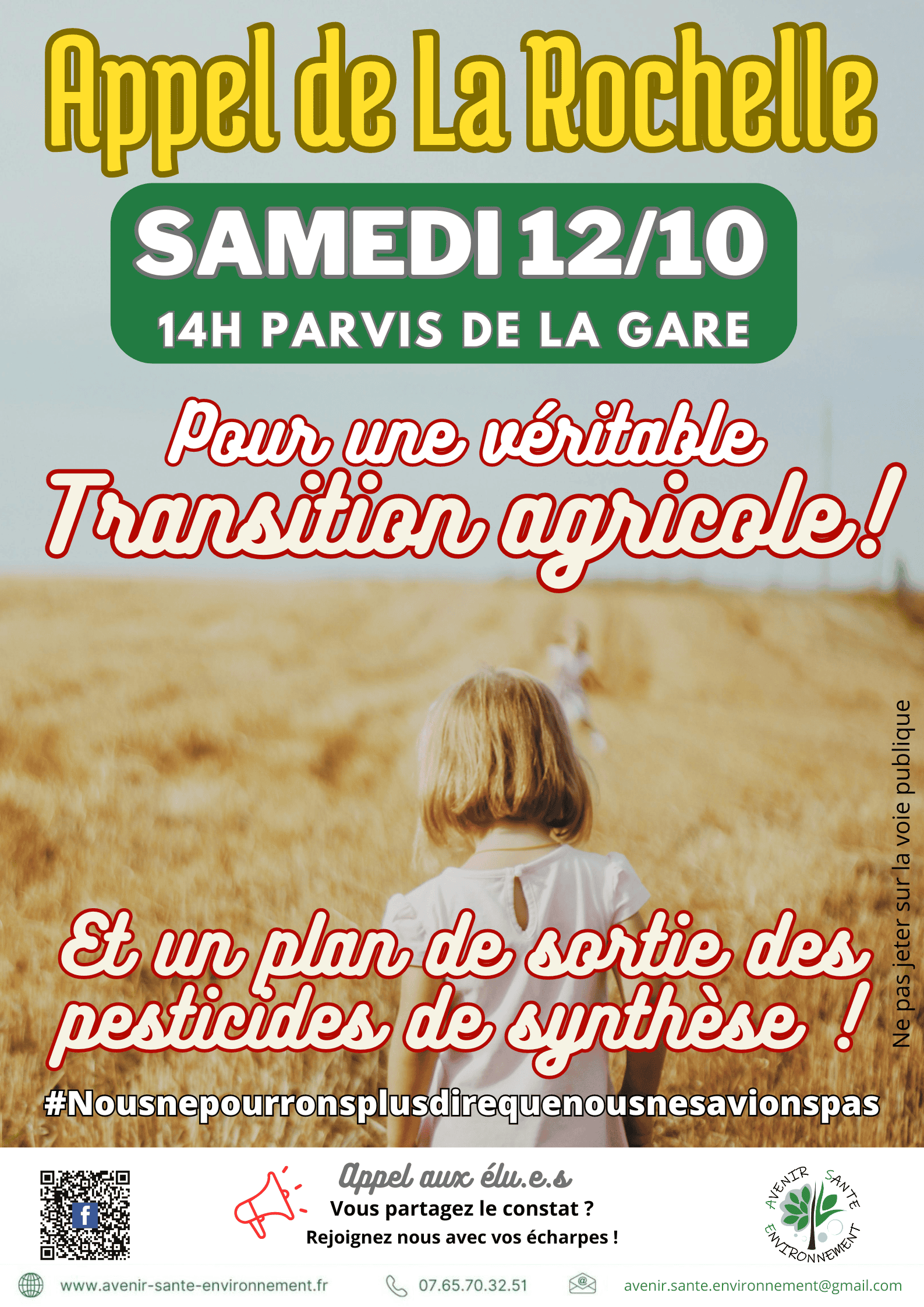 L’APPEL DE LA ROCHELLE Pour une véritable transition agricole et un plan de sortie des pesticides de synthèse !